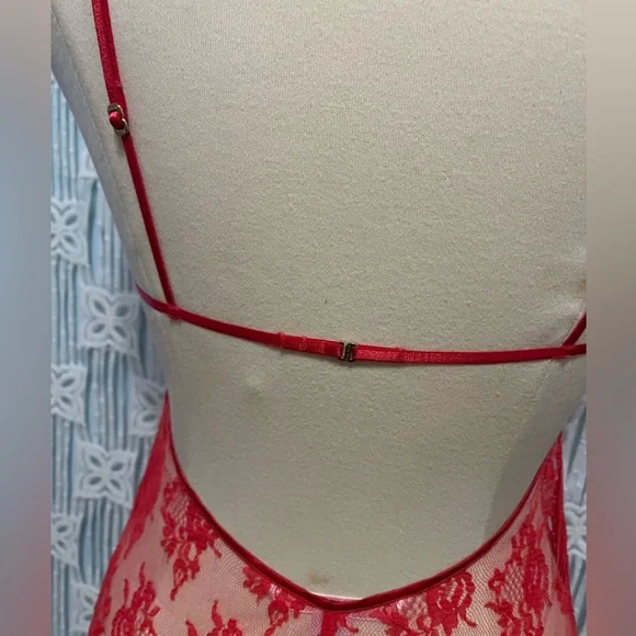 Victoria Secret Very Sexy Red Sheer Lace Babydoll Lingerie - Picture 8 of 11